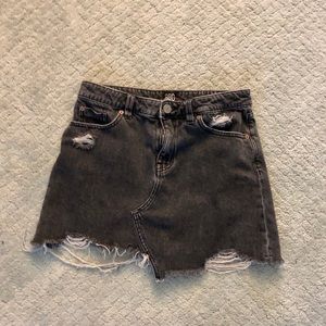 Urban outfitters distressed black jean skirt